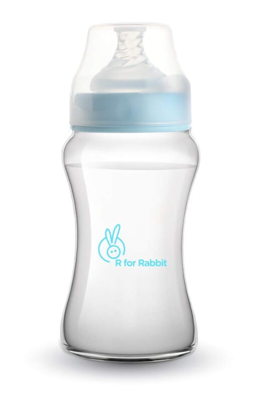 R for Rabbit First Feed Plastic PP Baby Feeding Nipple Milk Bottle with Anti Colic for New Born Babies | Kids of 6 Plus Months Old 250 ml (Light Blue)