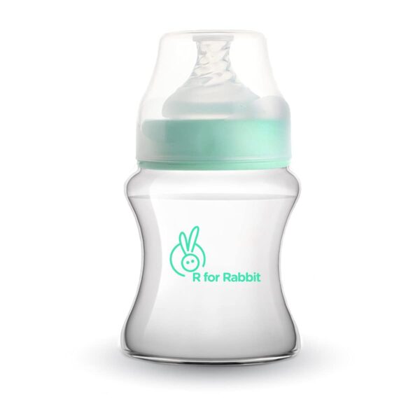 R for Rabbit First Feed Plastic PP Baby Feeding Nipple Milk Bottle with Anti Colic for New Born Babies | Kids of 0 Months or Years Old 150 ml (Sea Green)