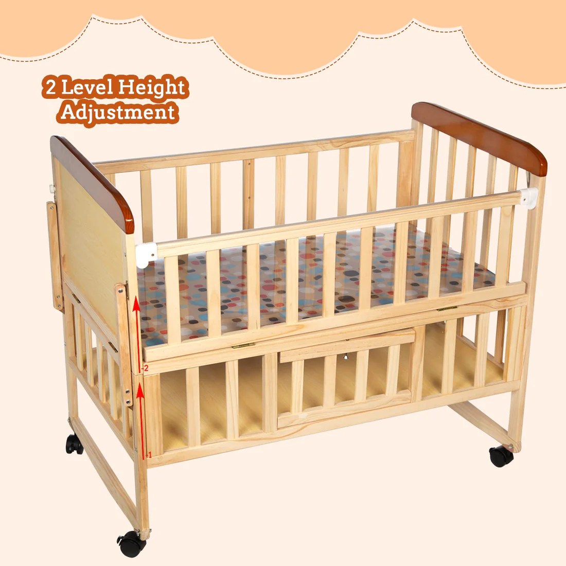 Mee Mee Baby Wooden Cot-Forever-Baby-2-Level-Height-Adjustment Mee-Mee-Baby-Wooden-Cot-Forever-Baby-2-Level-Height-Adjustment